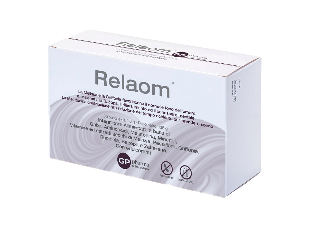 Relaom® Integratore nutraceutico costituito da componenti che hanno dimostrato di favorire il normale tono dell’umore, il rilassamento e il sonno in caso di stress