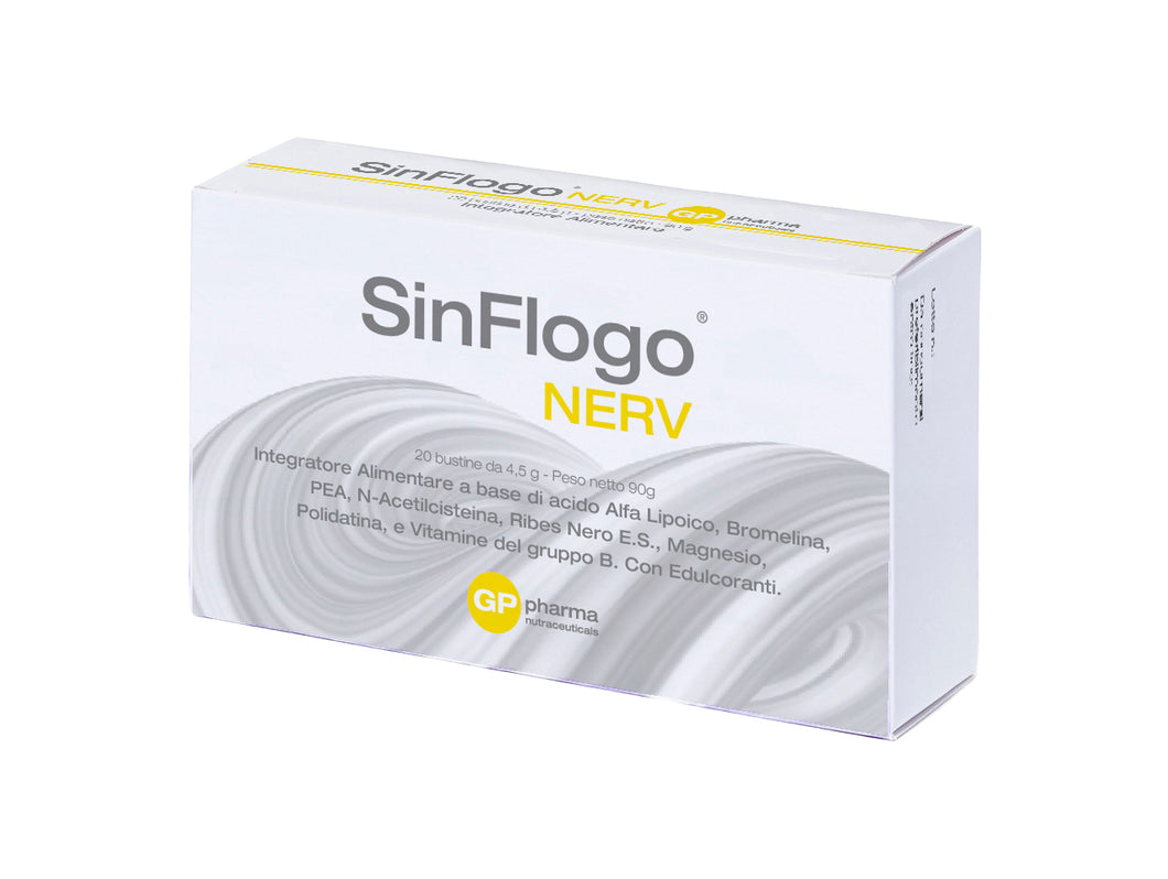 SinFlogo® NERV Integratore nutraceutico utile nel trattamento di sindromi dolorose croniche quali sciatalgie, neuropatie periferiche, neuropatie diabetiche, nevralgie, dolore pelvico, osteoartriti